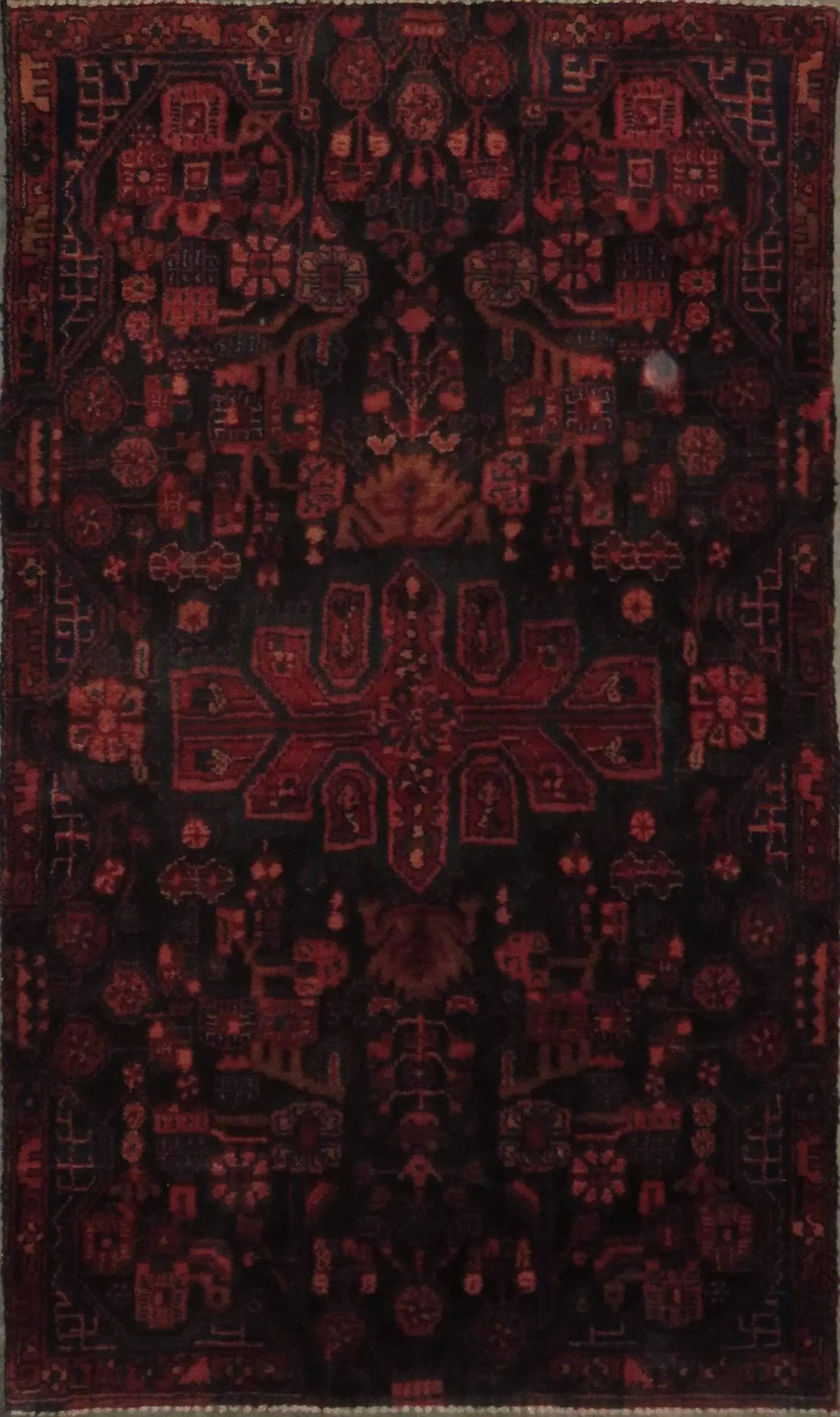 One Of The Kind Hand-Knotted Persian Wool Rug _ Luxurious Vintage Design, 6'6" x 3'8", Artisan Crafted